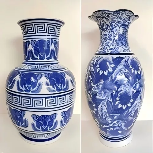 Jarrón de porcelana azul y blanca Jarrón de porcelana azul y blanca
