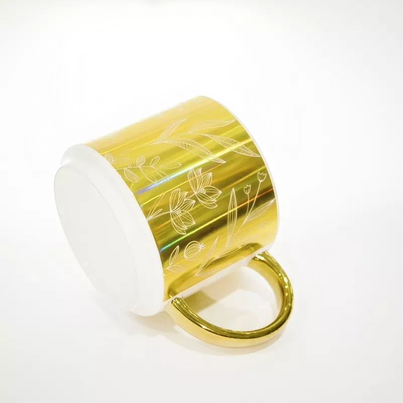 Taza de cerámica con calcomanía de galvanoplastia