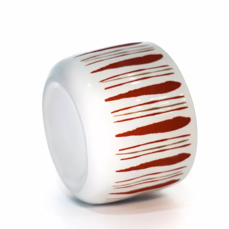 Blue And Red Striped Ceramic Candle Holders