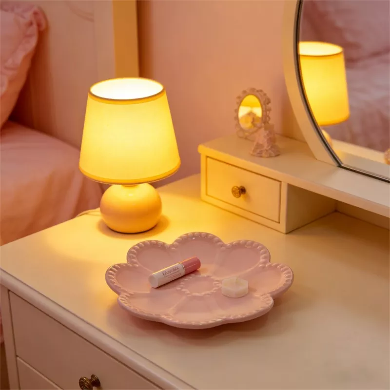 Decorative Pink Flower Ceramic Jewelry Tray