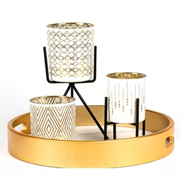 Candelero de vidrio con patrón de lujo