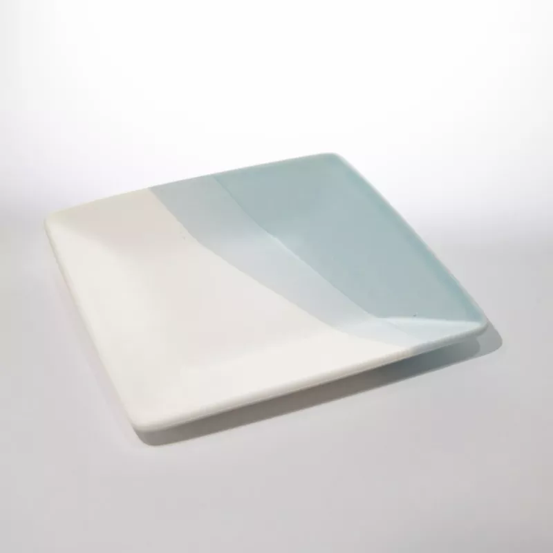 Plato cuadrado de cerámica moderno de dos tonos